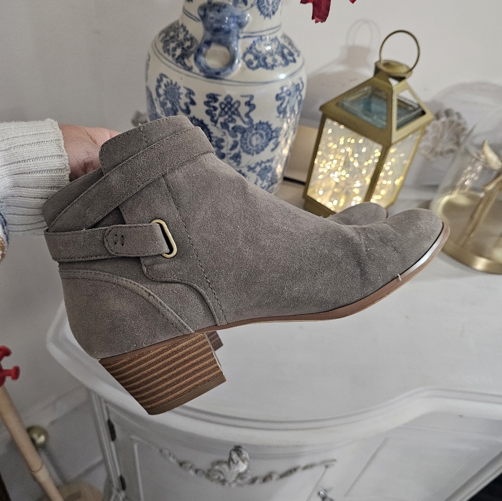 Suede Ankle Boots with Buckle